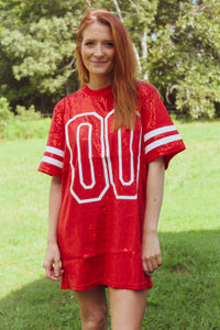 Red Sequin Jersey Dress