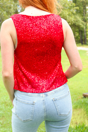 Red Sequin Tank