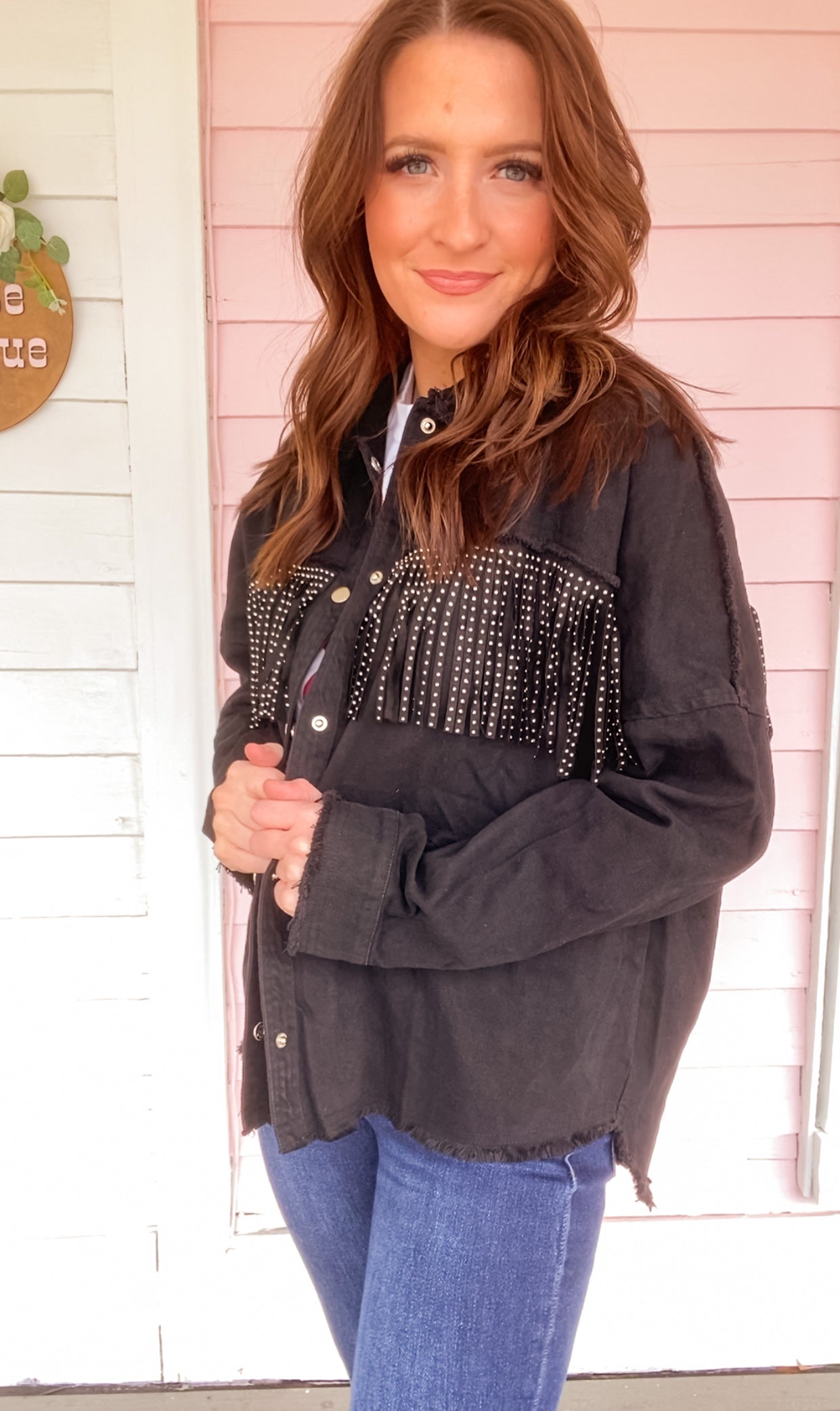 Black Fringe Shacket