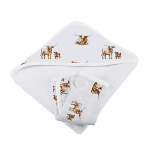 Longhorn Hooded Towel/Washcloth Set