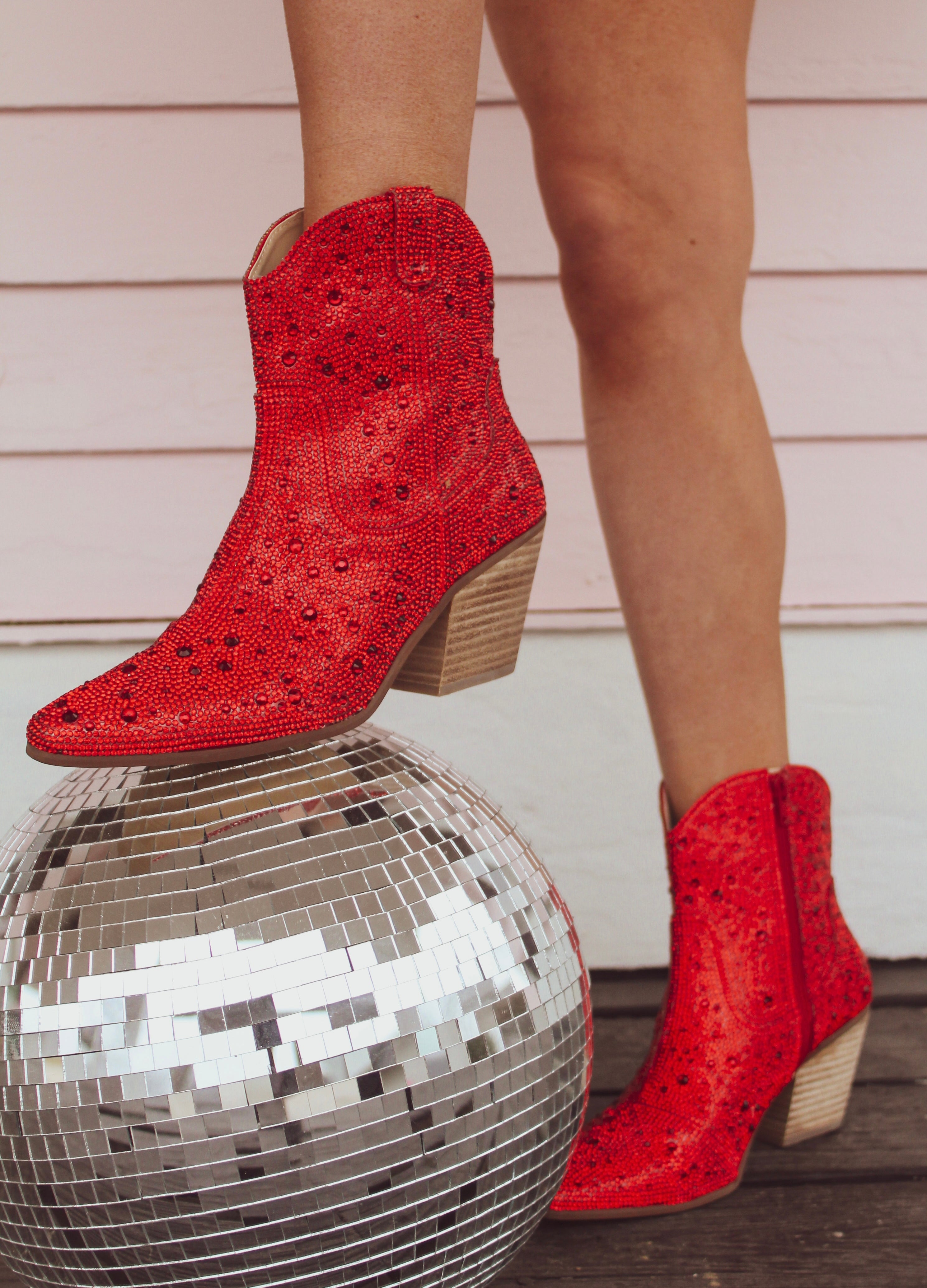 Red Broadway Girls Rhinestone(6) Boots