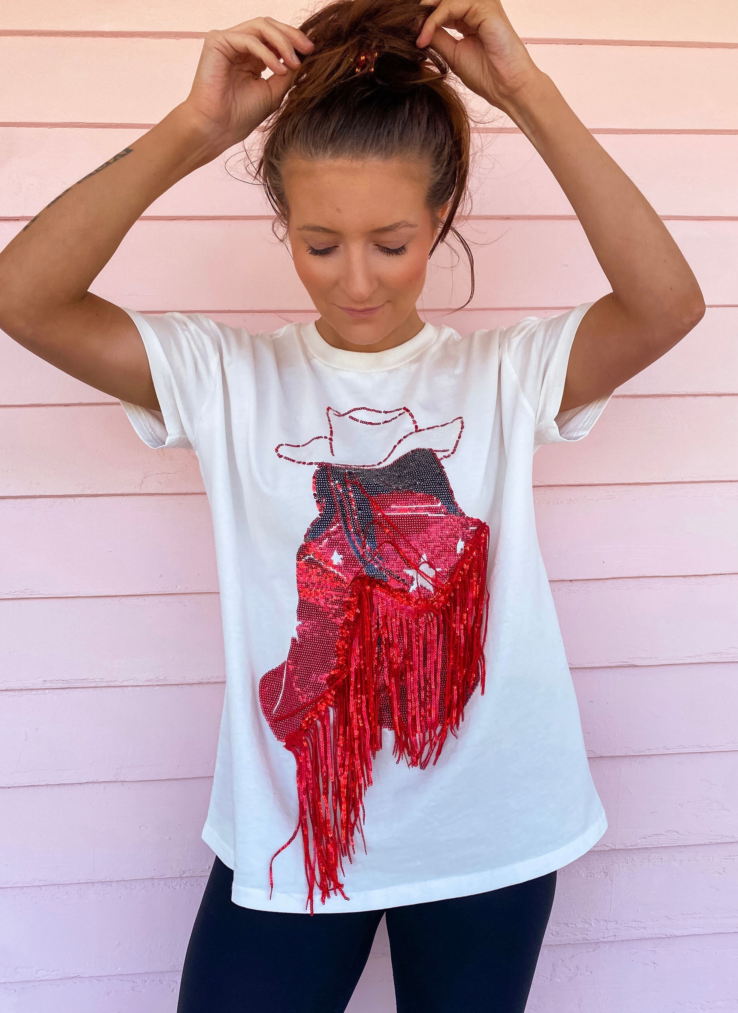 Red Fringe Cowgirl Tee
