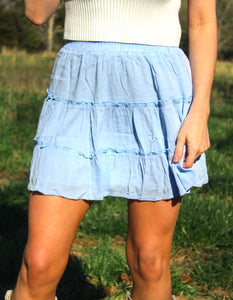 Ruffled Mini Skirt-Blue
