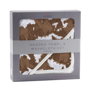 Cowhide Hooded Towel/Washcloth Set
