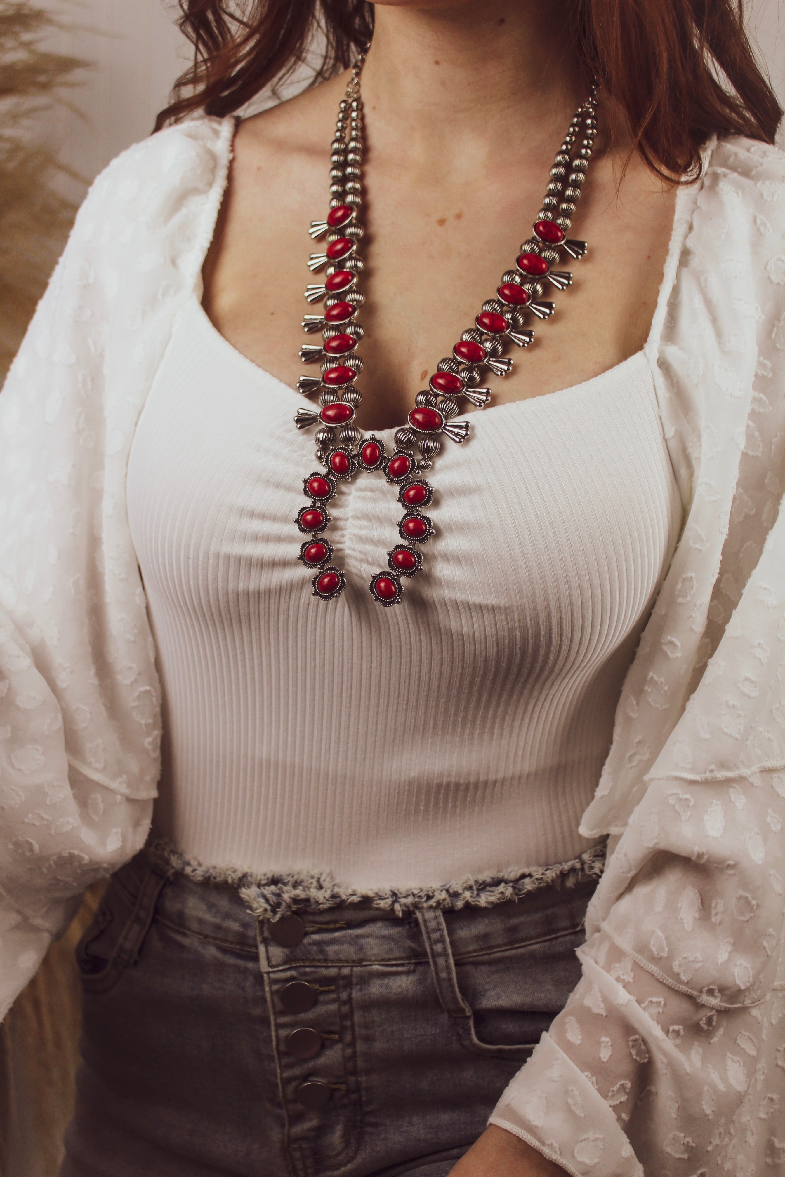 Red Squash Blossom Necklace